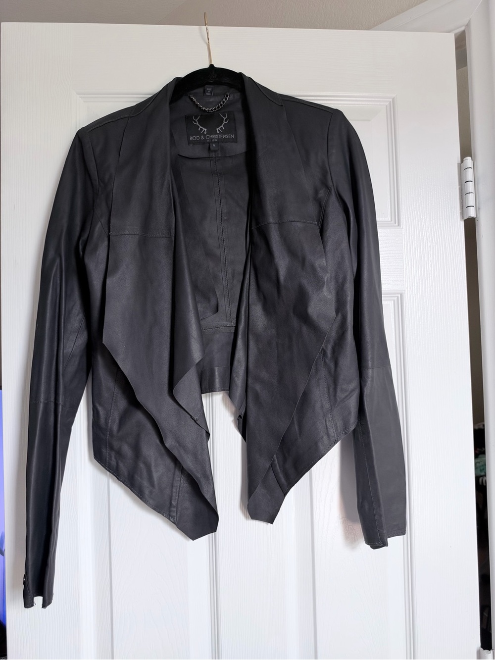 Bod & Christensen waterfall Collar Leather Jacket sz 4